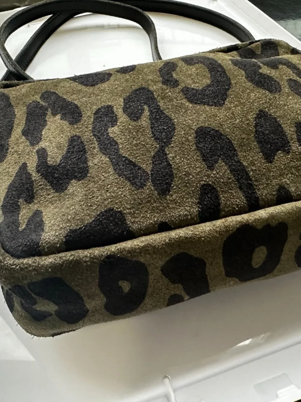 Clare V Pablo Cat Suede Midi Sac in Army Green - Picture 4 of 5